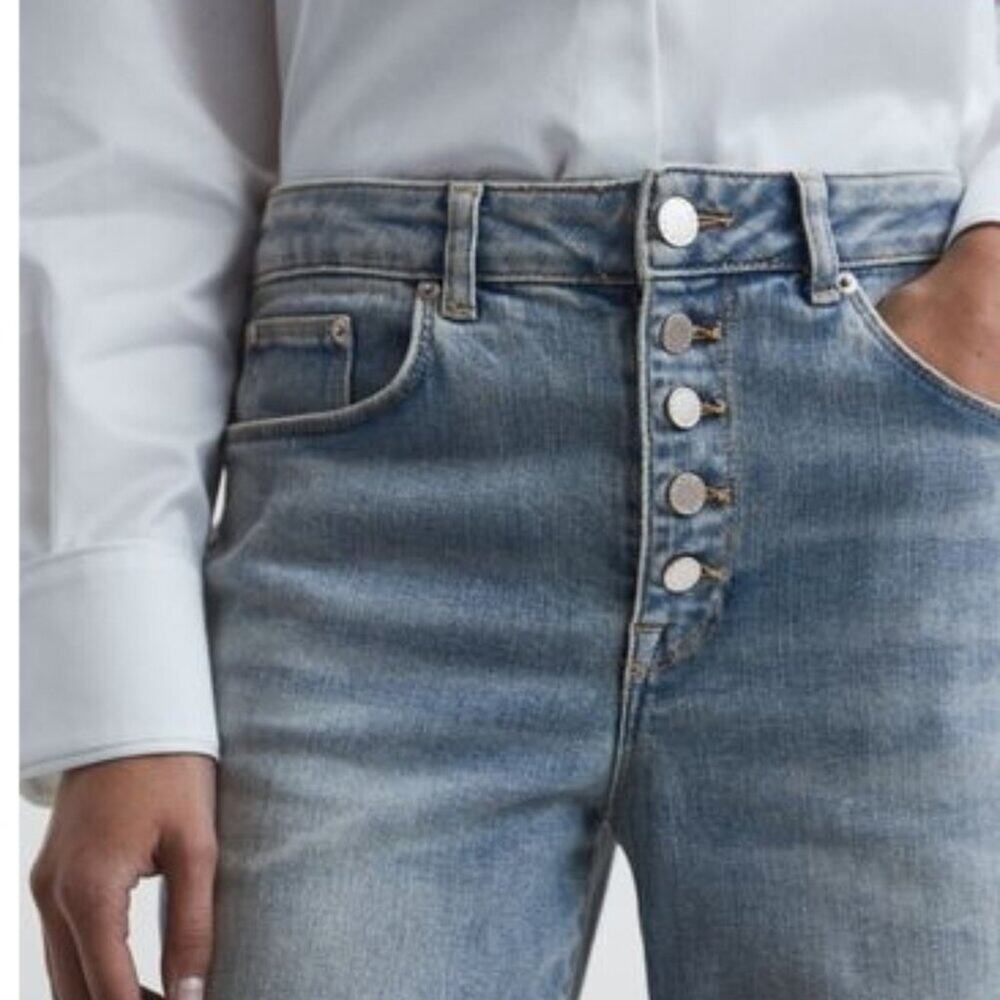 Reiss Maisie Cropped Mid Rise Straight Leg Jeans